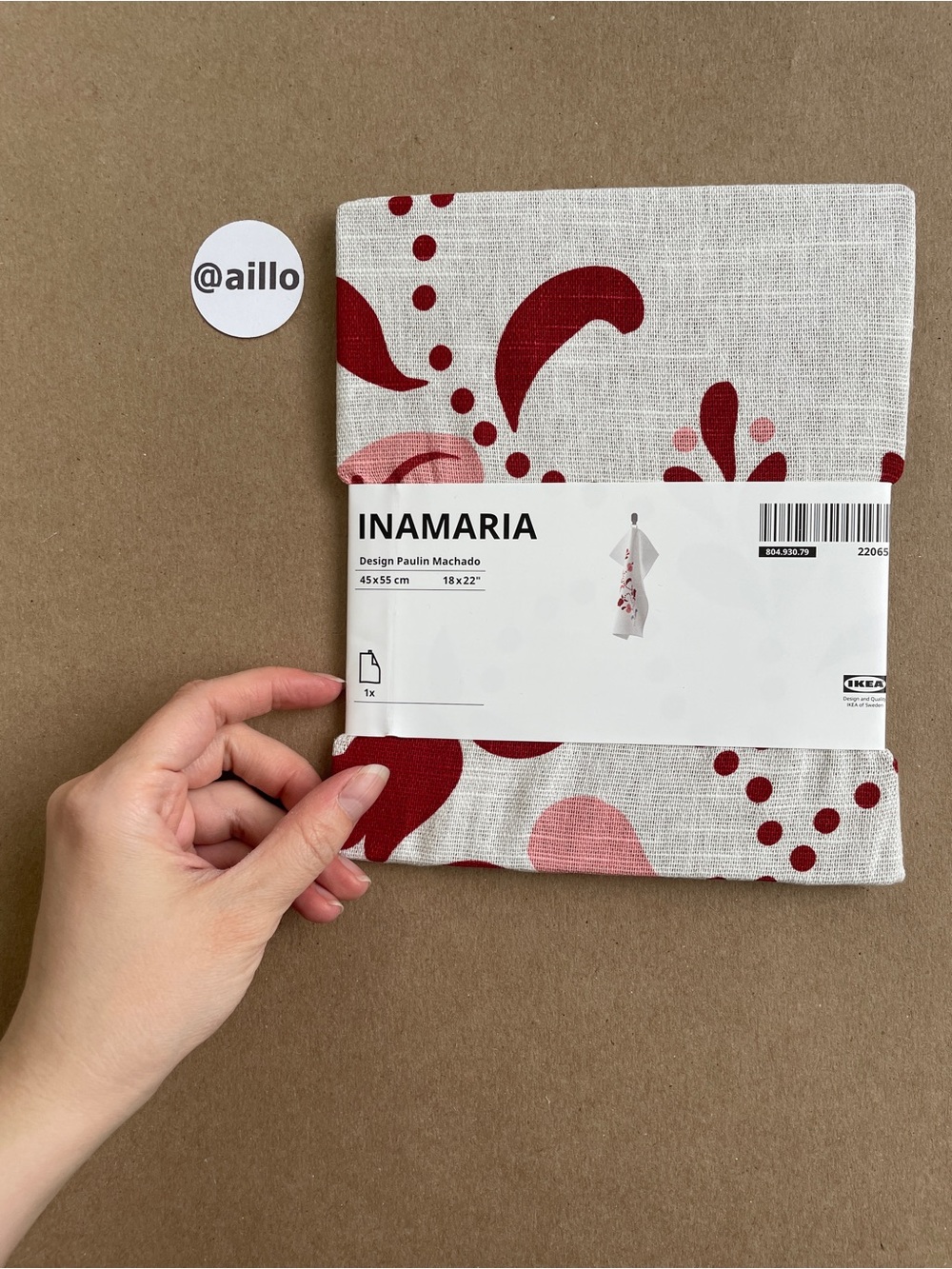 IKEA INAMARIA Dish towel, floral pattern, 18x22 "